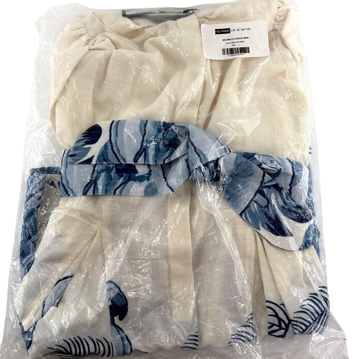 No Pise La Grama Women's Blue Macaw Print Bromelia Mini Dress Size 4 — image 3 of 8